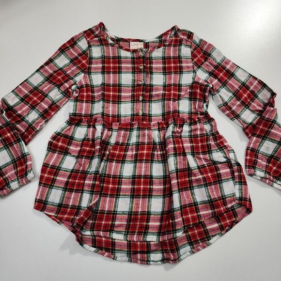 Girls Red Plaid Button Down Tunic Shirt Size 6x NEW without Tags - Picture 1 of 6